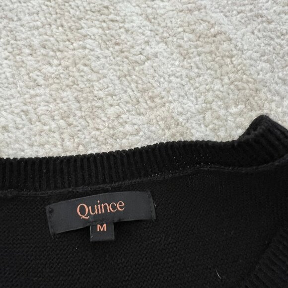 Quince Cashmere Cotton Link-Stitch Short Sleeve Dolman Sweater M Black - Picture 2 of 9